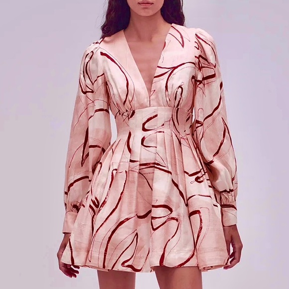 🌺🎉HP🎉🌺 NWT Aje Amelia Plunge Mini Dress Whimsical Dove - Picture 5 of 16